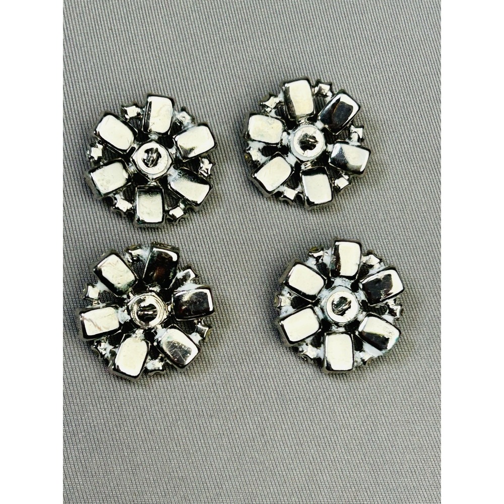 Metal & Rhinestone Large Flower Buttons Set Of 4 - Picture 7 of 9